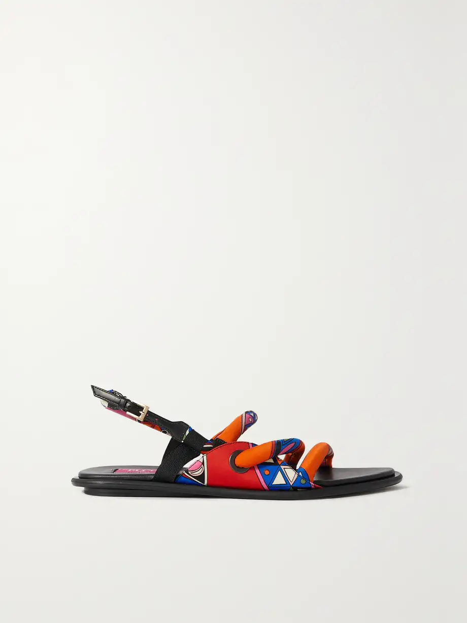 PUCCI - Patent-leather Trimmed Printed Shell Sandals - Multi Cover