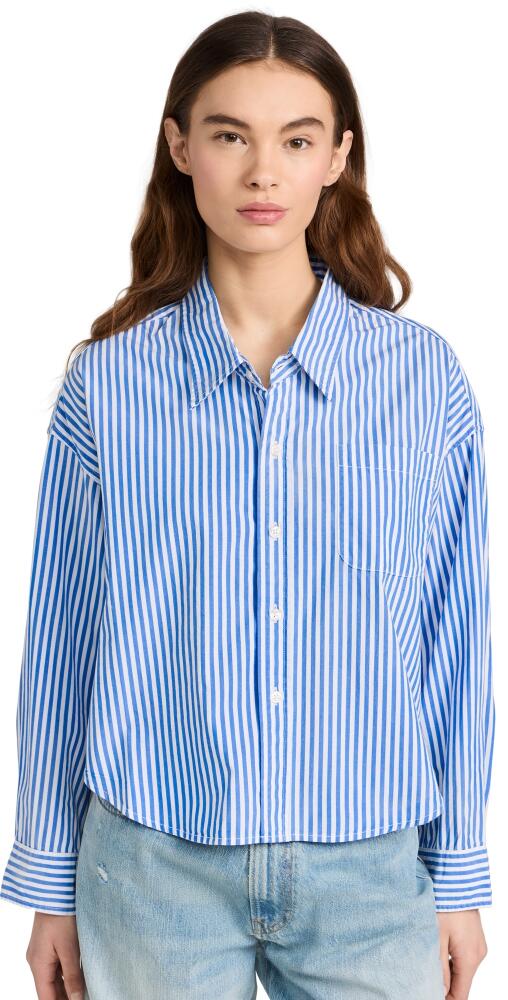 Denimist Cropped Shirt Med Blue Stripe Cover