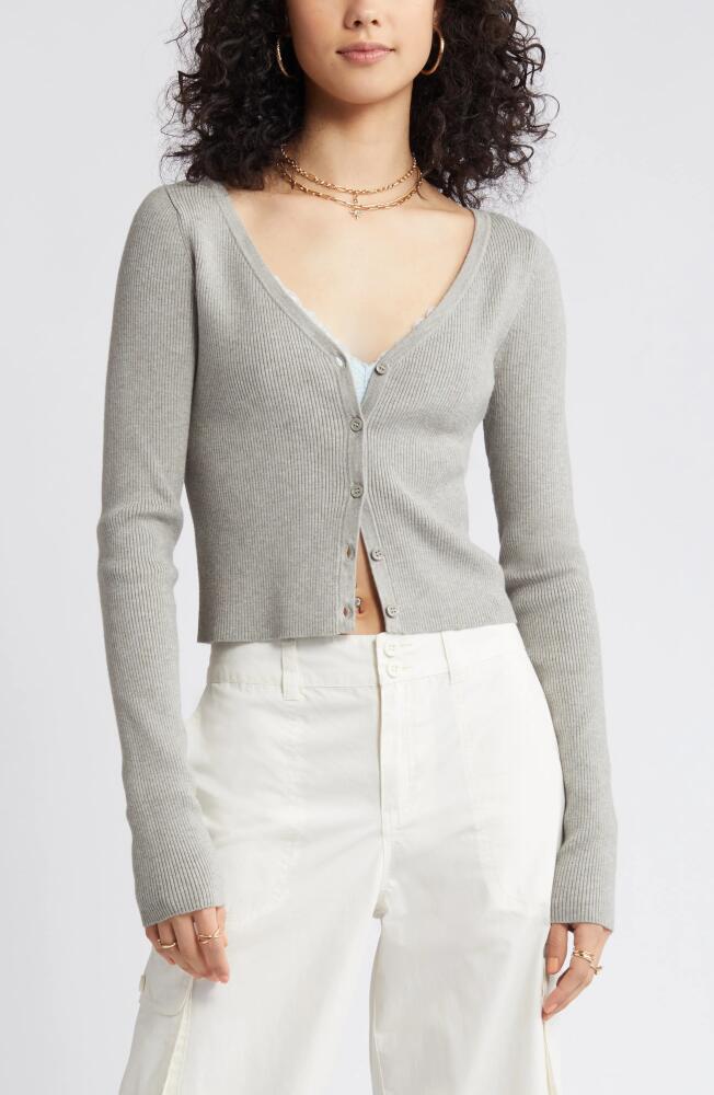 BP. Rib Crop Cardigan in Grey Heather Cover