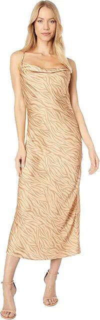 Lost + Wander Run Wild Cowl Dress (Neutral Zebra Print) Women's Dress Cover