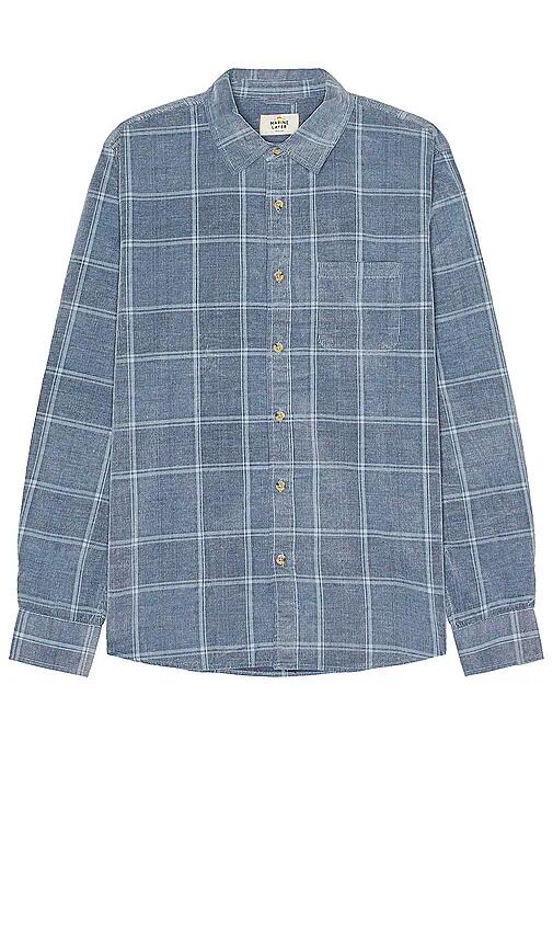 Marine Layer Lightweight Plaid Cord Shirt in Blue Cover