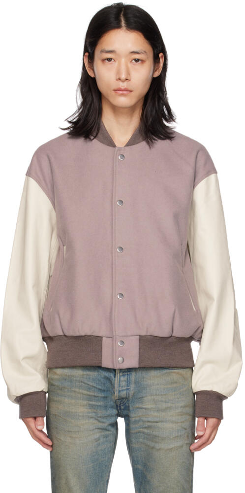 John Elliott Purple Varsity Bomber Jacket Cover