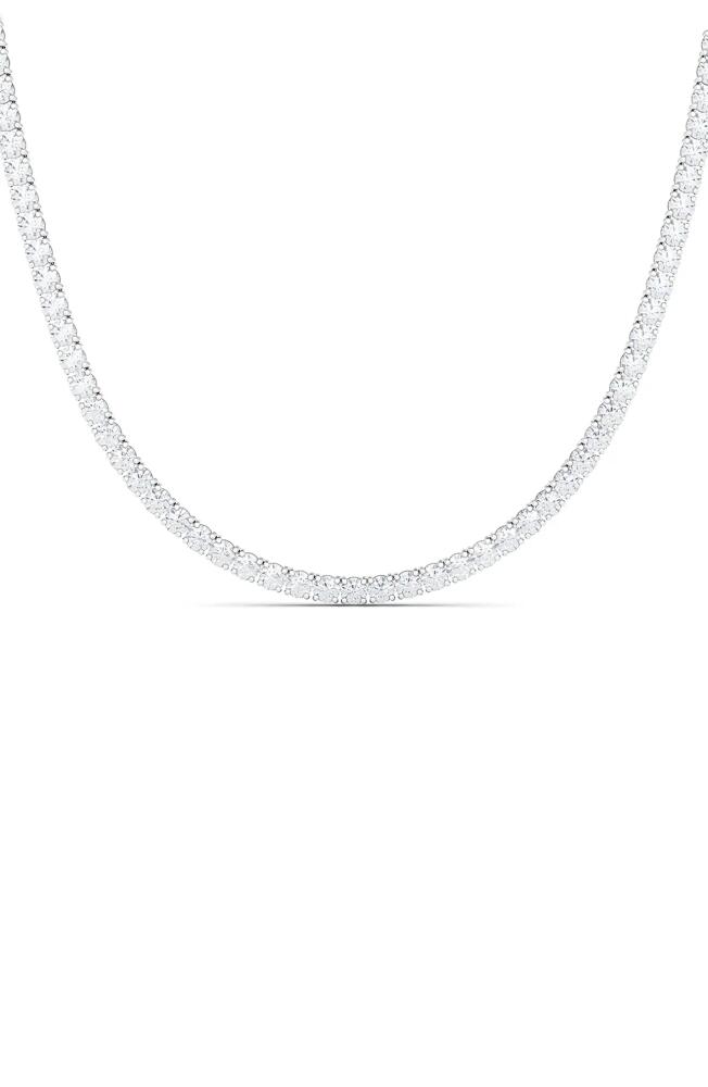 HauteCarat Lab Created Diamond Tennis Necklace in 18K White Gold Cover