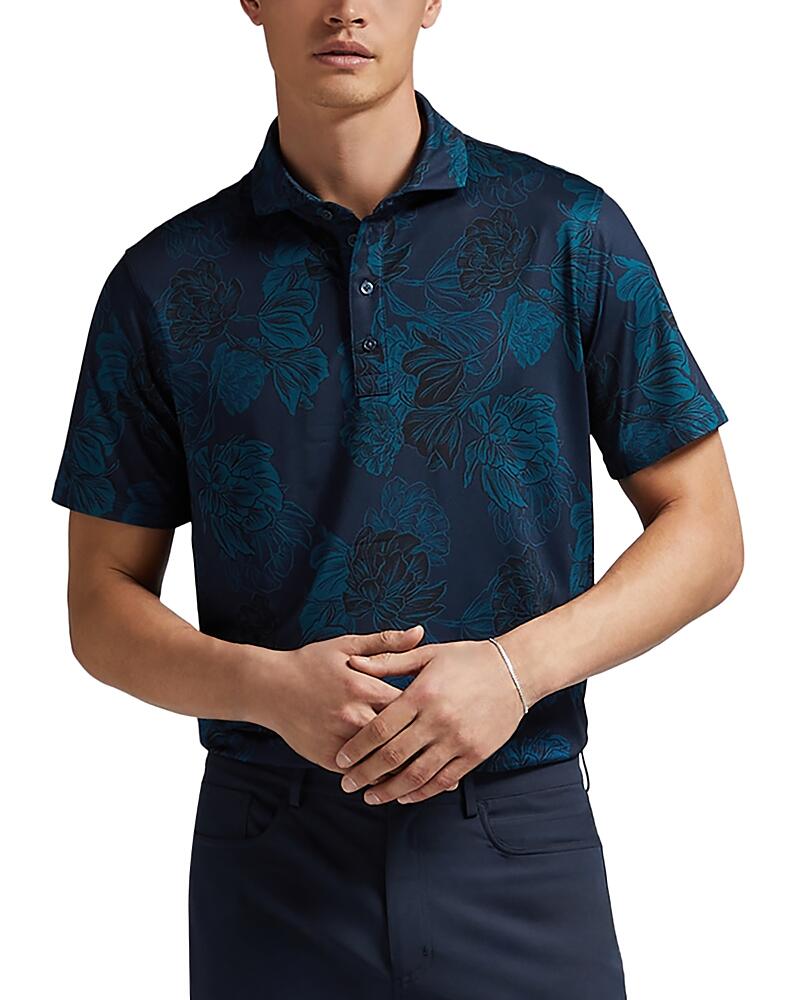 G/Fore Nylon Stretch Tech Jersey Stamped Floral Polo Shirt Cover