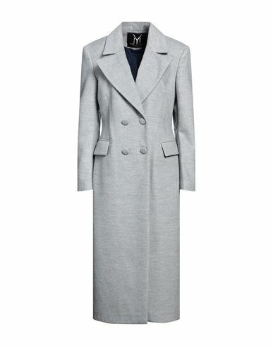 Yes London Woman Coat Grey Polyester, Viscose, Elastane Cover