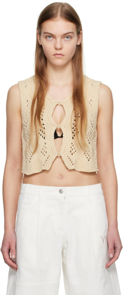 OPEN YY Beige Argyle Vest Cover