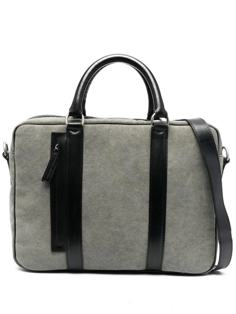 Officine Creative leather-handle laptop bag - Green Cover