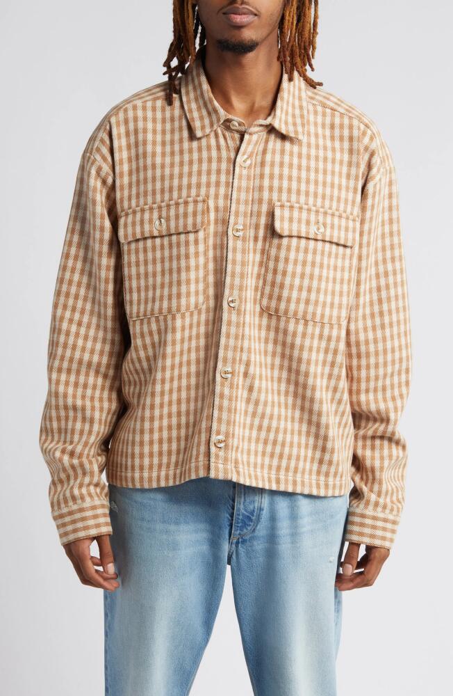 Elwood Oversize Crop Cotton Button-Up Shirt in Plaid Cover