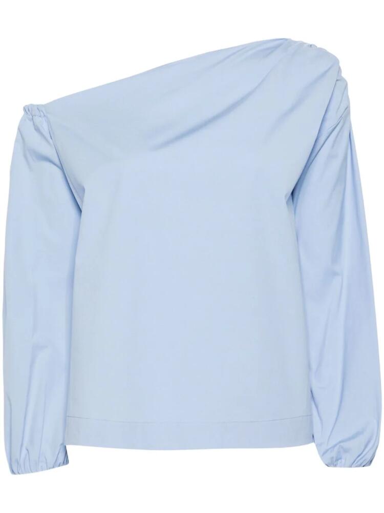 Semicouture asymmetric-neck cotton blouse - Blue Cover