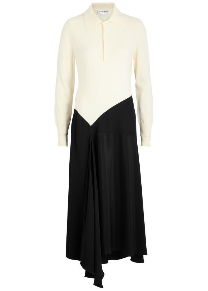 Victoria Beckham Henley Panelled Wool Midi Shirt Dress - Black And White Cover