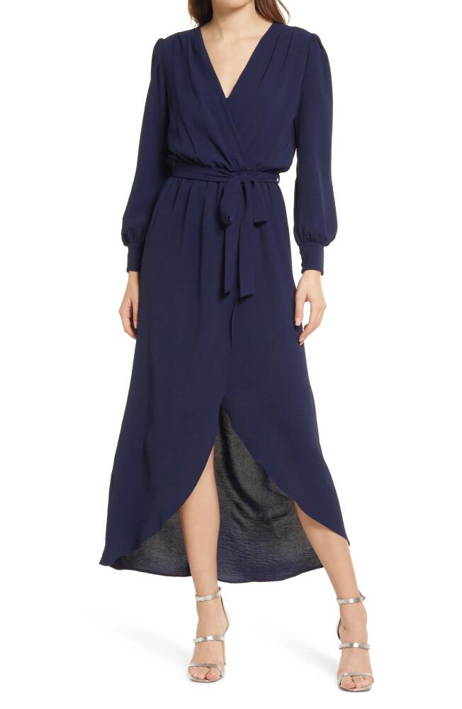 Fraiche by J Wrap Front Long Sleeve Dress in Navy Cover