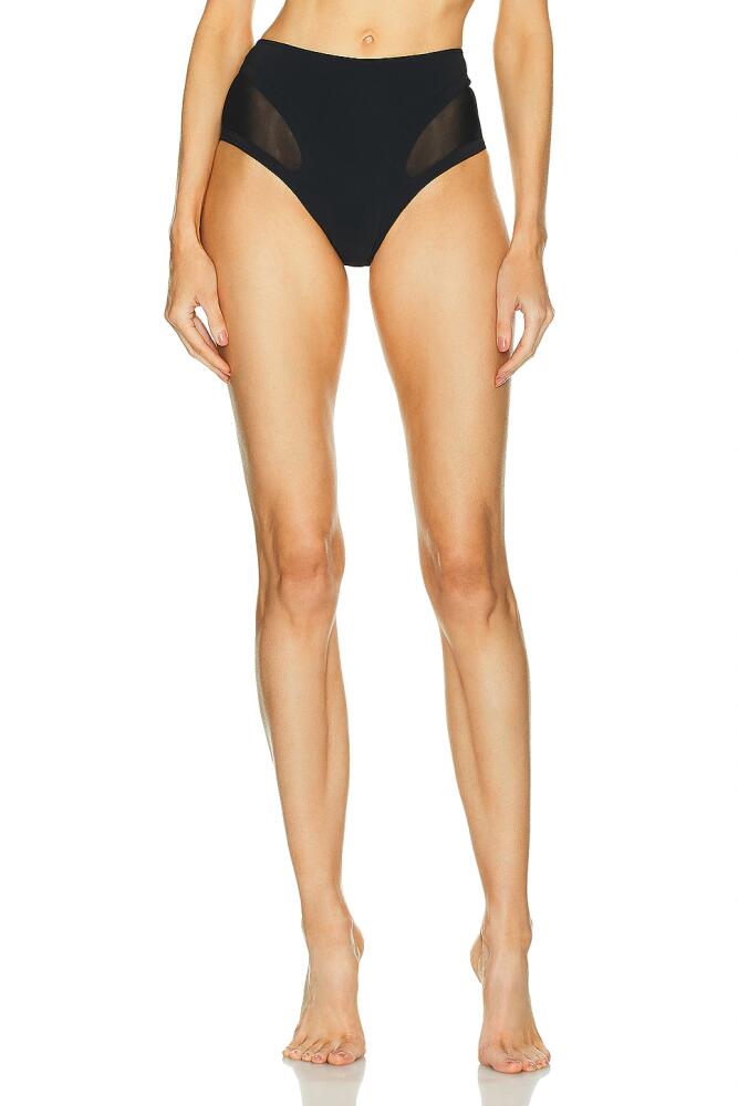 Mugler High Waisted Bikini Bottom in Black Cover