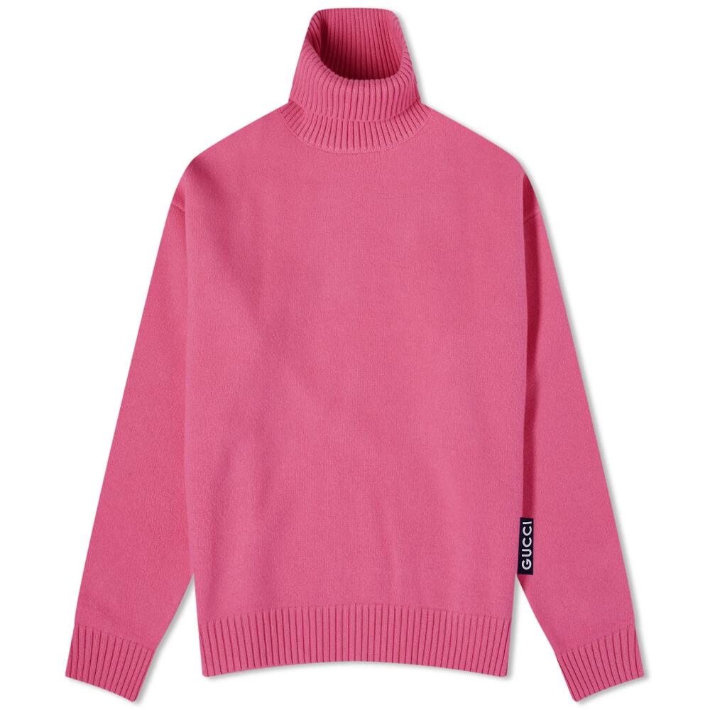 Gucci Men's Logo Tab Turtle Neck Knit Jumper in Rose Bloom Cover