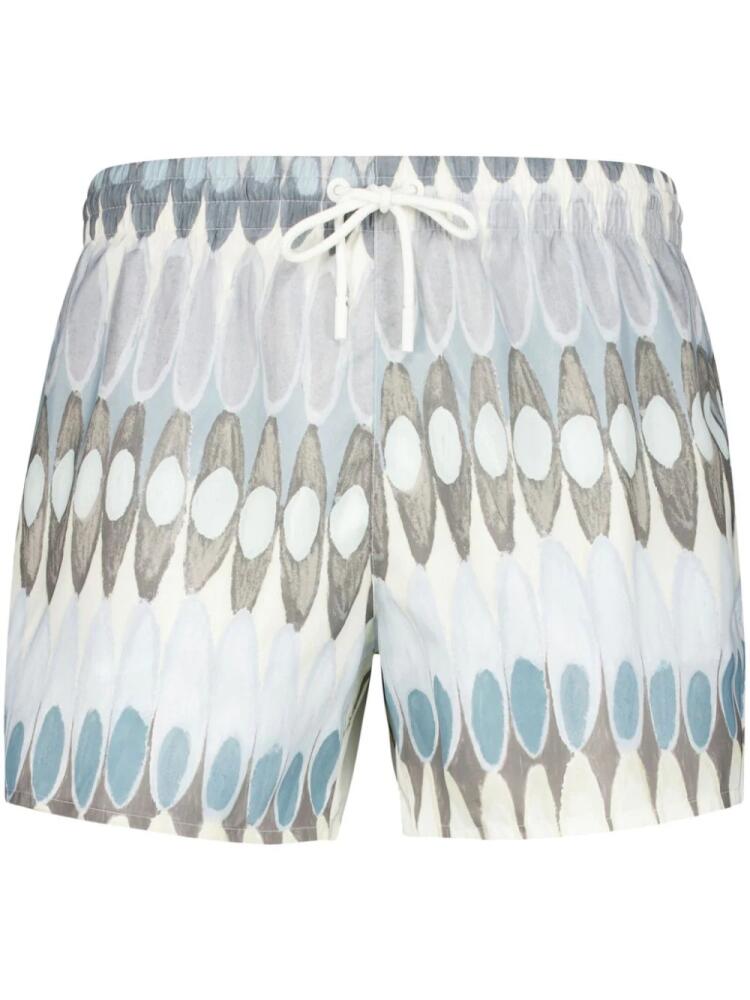 COMMAS abstract-print swim shorts - White Cover