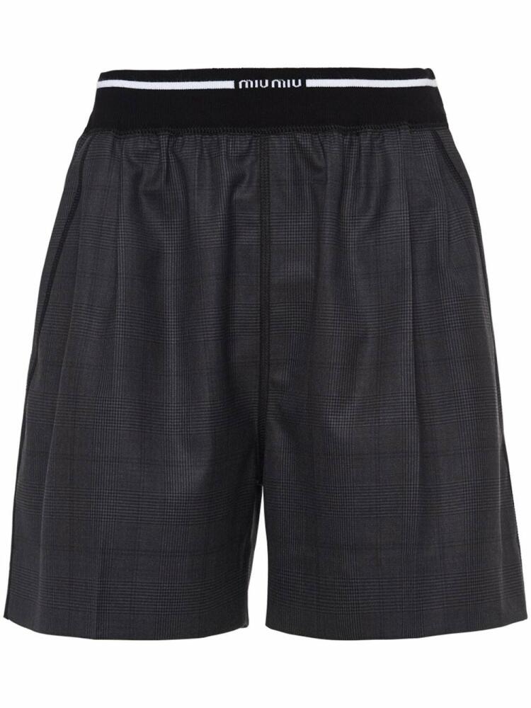 Miu Miu Glen plaid-check shorts - Black Cover