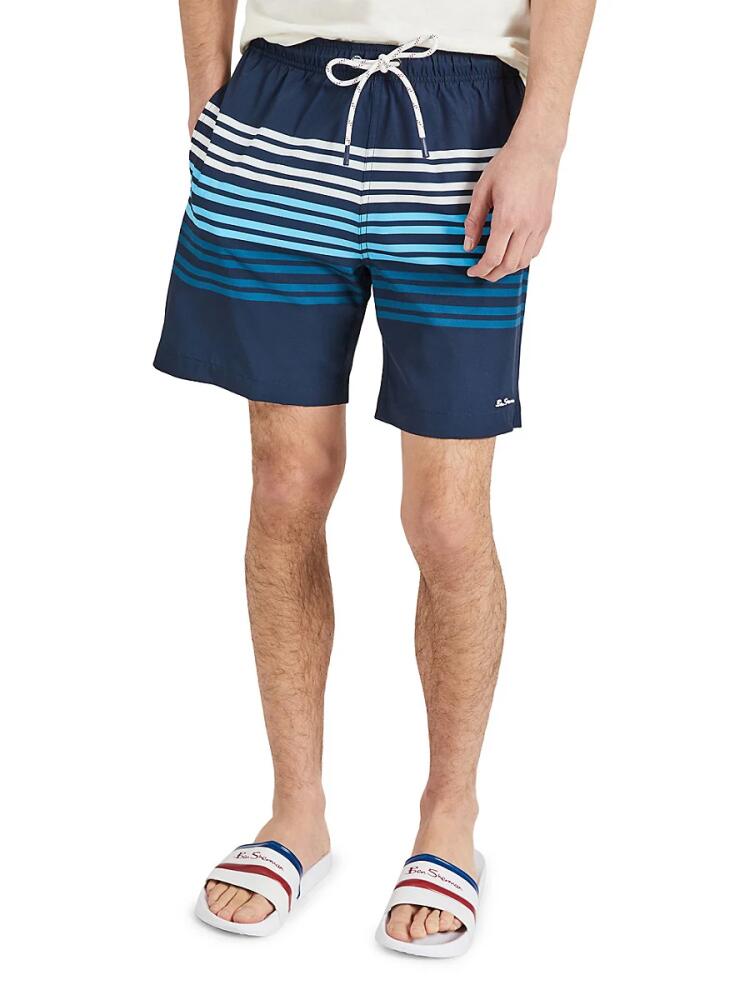 Ben Sherman Men's Stripe Swim Shorts - Navy Cover