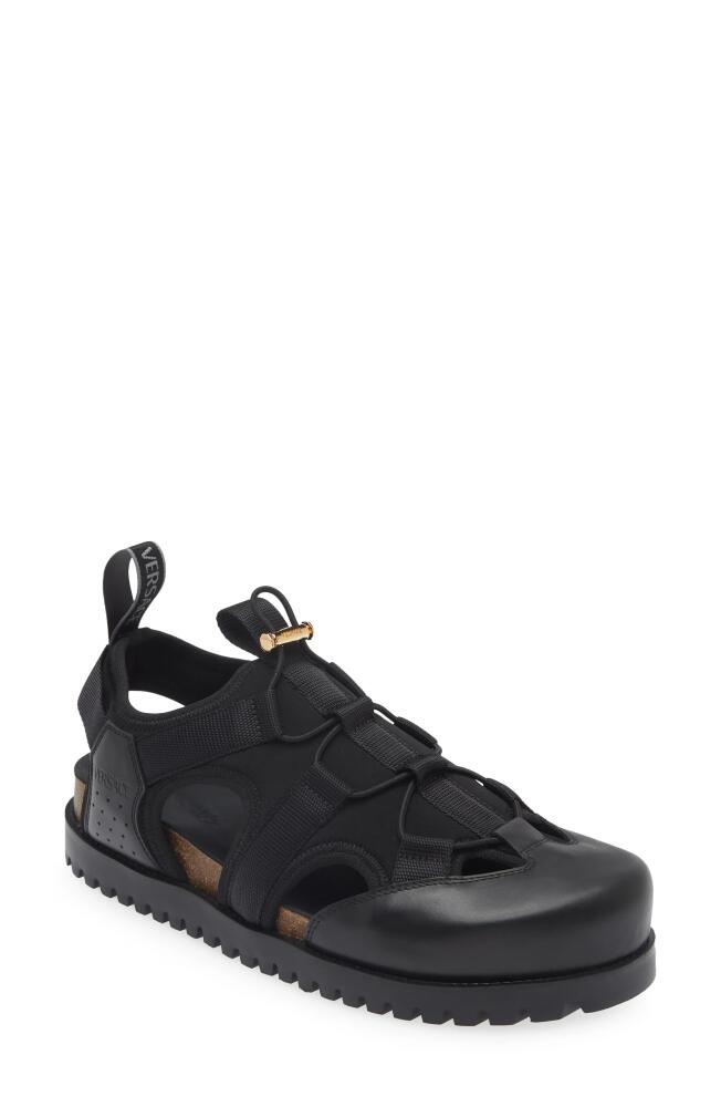 Versace Medusa Track Sandal in Black Versace Gold Cover