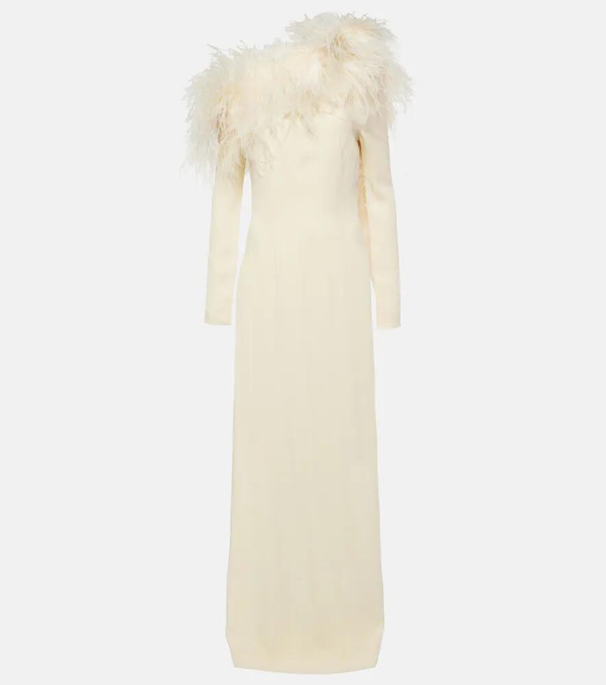 Taller Marmo Garbo feather-trimmed crêpe gown Cover