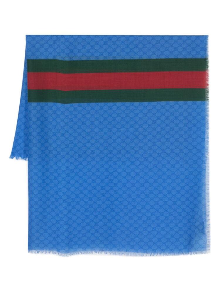 Gucci Web-stripe wool scarf - Blue Cover