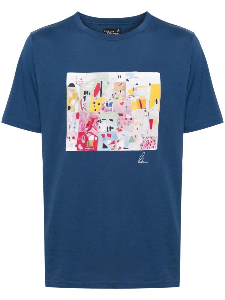 agnès b. graphic-print cotton T-shirt - Blue Cover