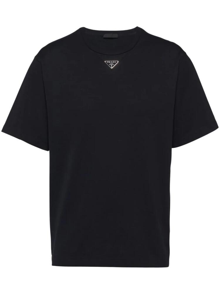 Prada triangle-logo cotton T-shirt - Black Cover