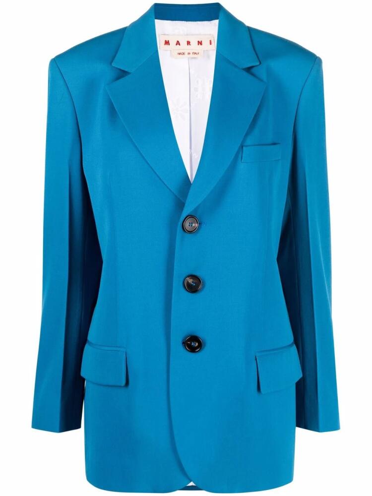 Marni notched-lapel single-breasted blazer - Blue Cover