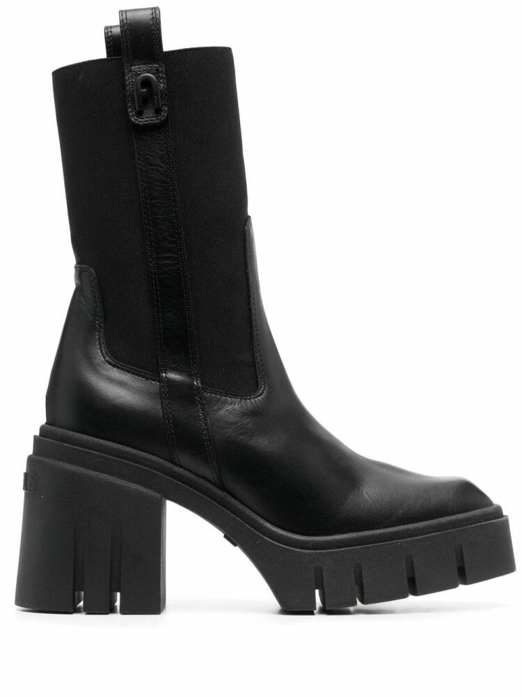 Furla ridged 95mm block-heel boots - Black Cover