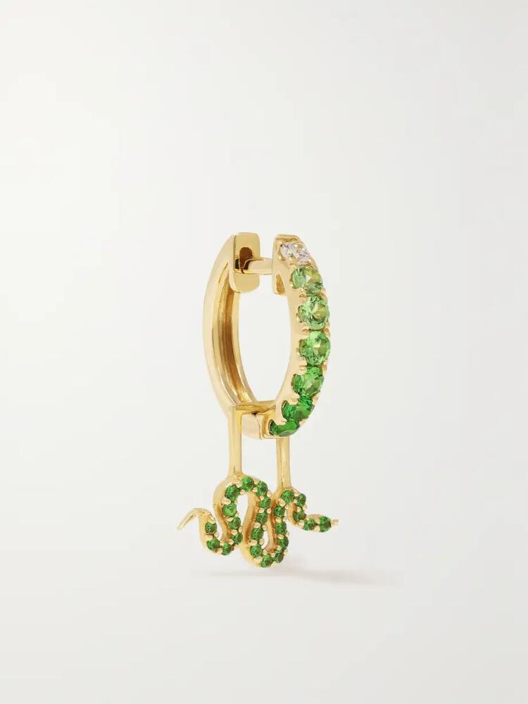 Robinson Pelham - Snake Earwish 14-karat Gold, Tsavorite And Diamond Single Hoop Earring - One size Cover