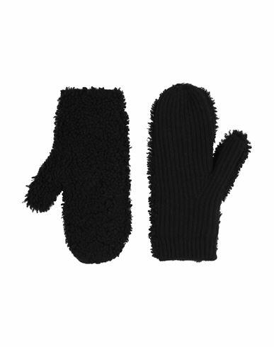 Yves Salomon Woman Gloves Black Lambswool, Wool, Cashmere Cover