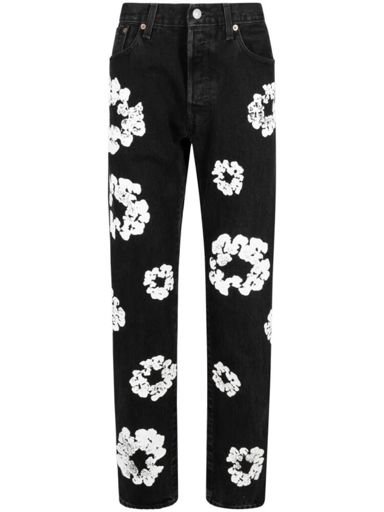 Denim Tears x Levi's Cotton Wreath-print straight-leg jeans - Black Cover