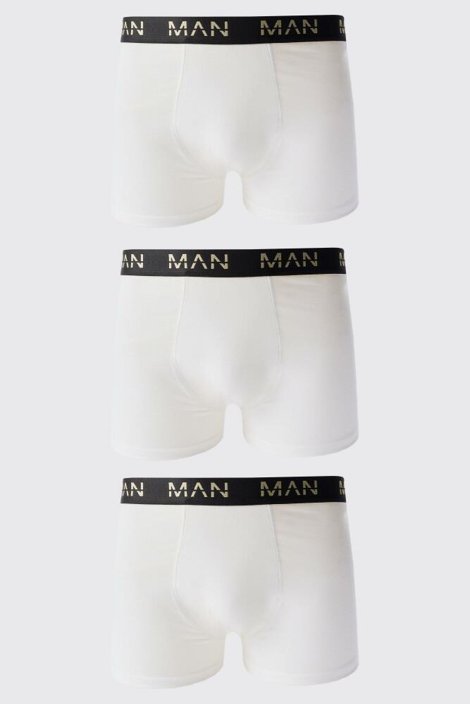 boohoo Mens 3 Pack Gold Man Dash Boxers In White Cover