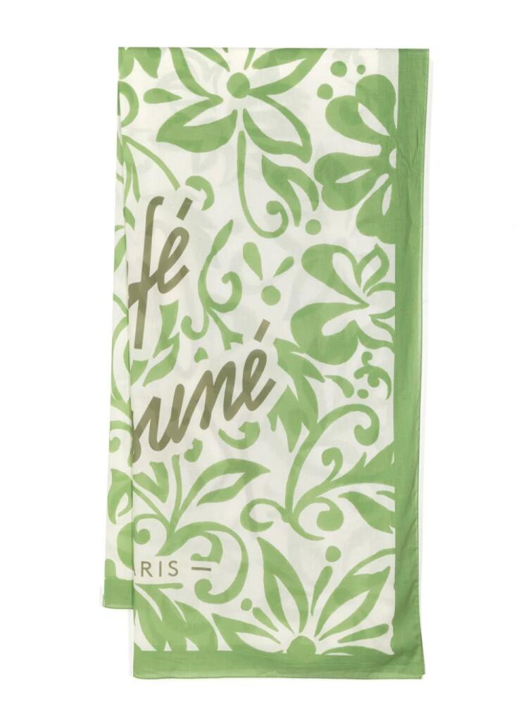 Maison Kitsuné floral-print cotton scarf - Green Cover