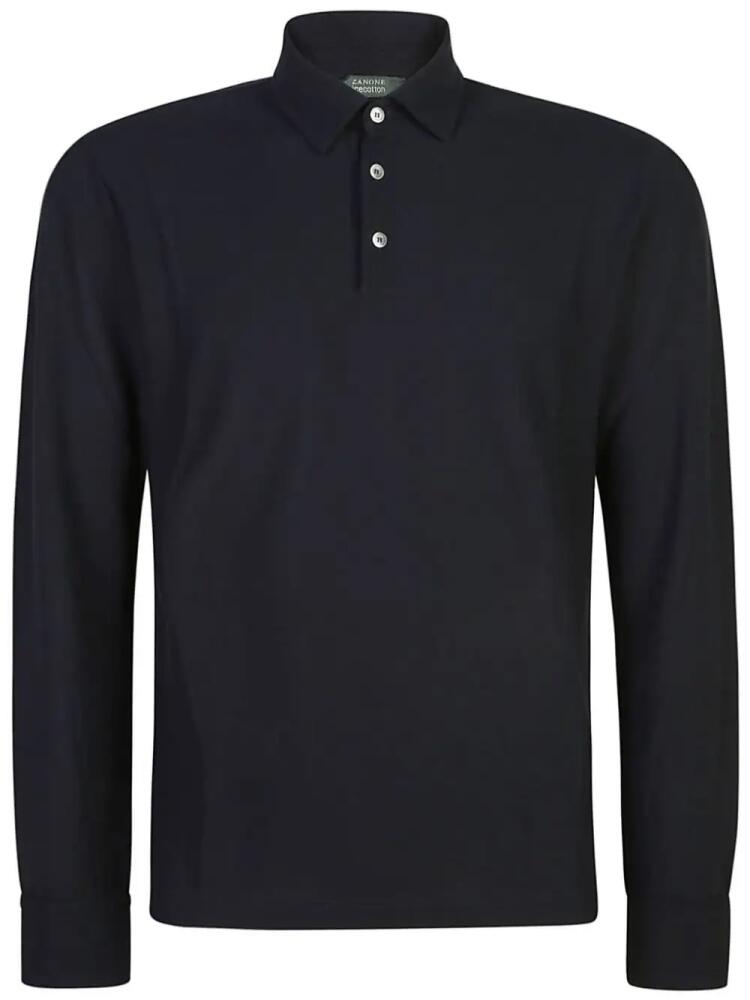 Zanone long-sleeved cotton polo shirt - Black Cover