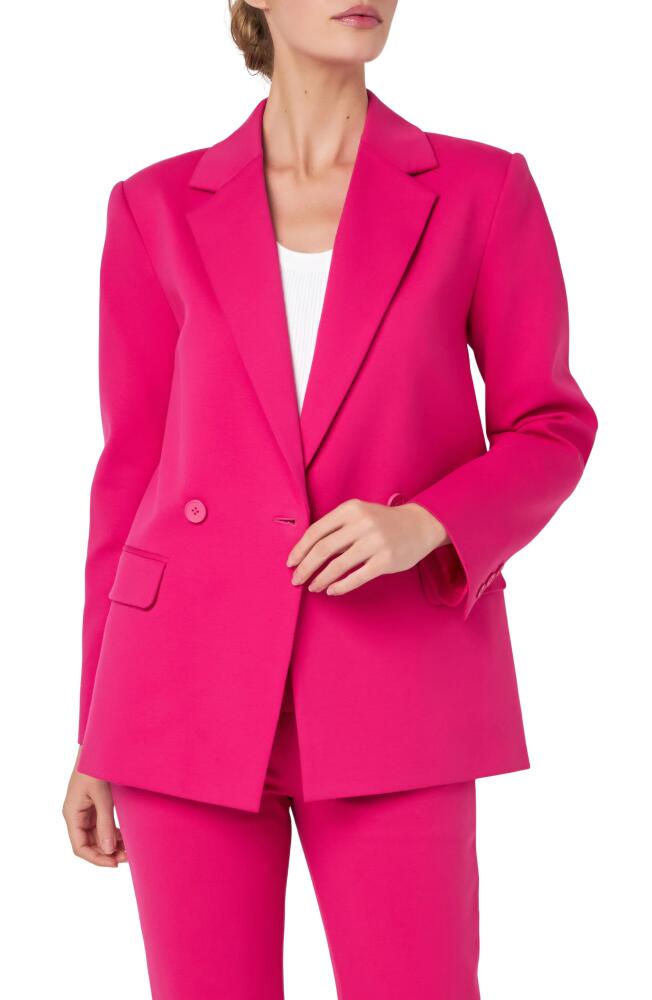 English Factory Double Breasted Cotton Blend Blazer in Fuchsia Cover