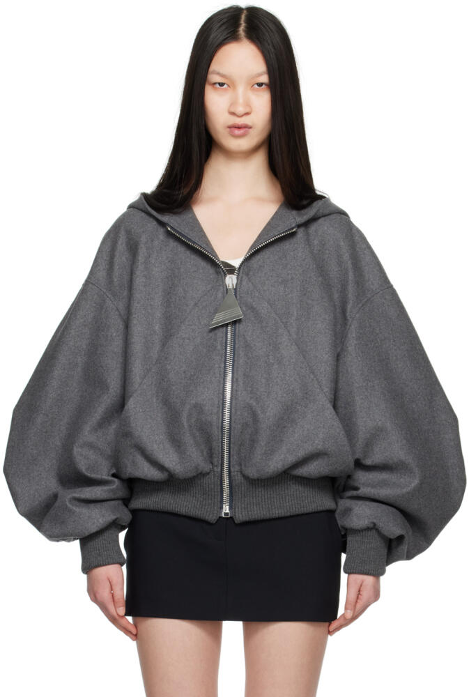 The Attico Gray Hooded Bomber Jacket Cover