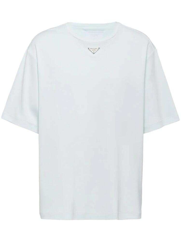 Prada logo-plaque cotton T-shirt - Blue Cover