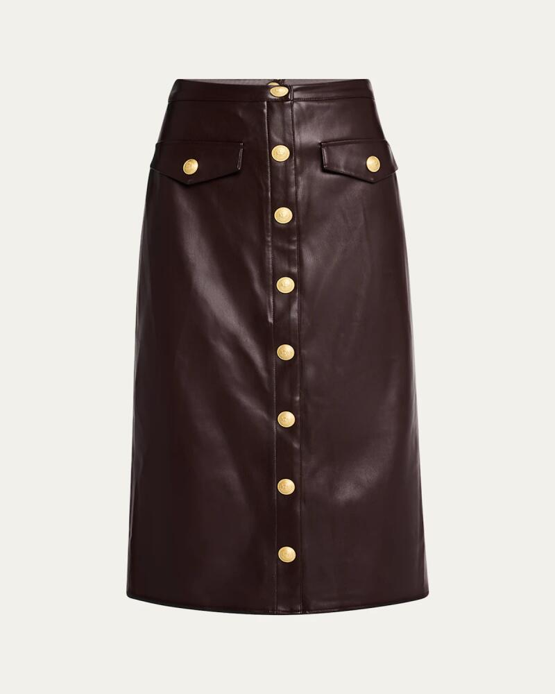 L'Agence Milann Vegan Leather Midi Skirt Cover