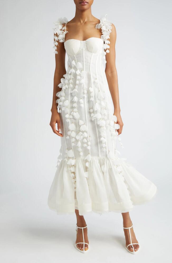 Zimmermann Petals Linen & Silk Corset Gown in Natural Cover