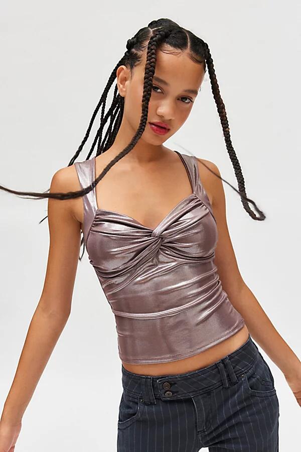 Silence + Noise Suri Twist-Front Tank Top in Bronze Cover