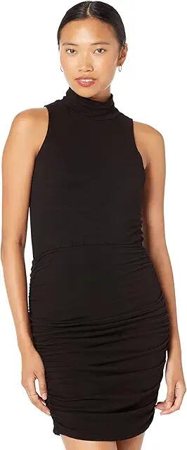 MONROW Super Soft Mock Neck Tank Dress (Black) Women's Clothing Cover