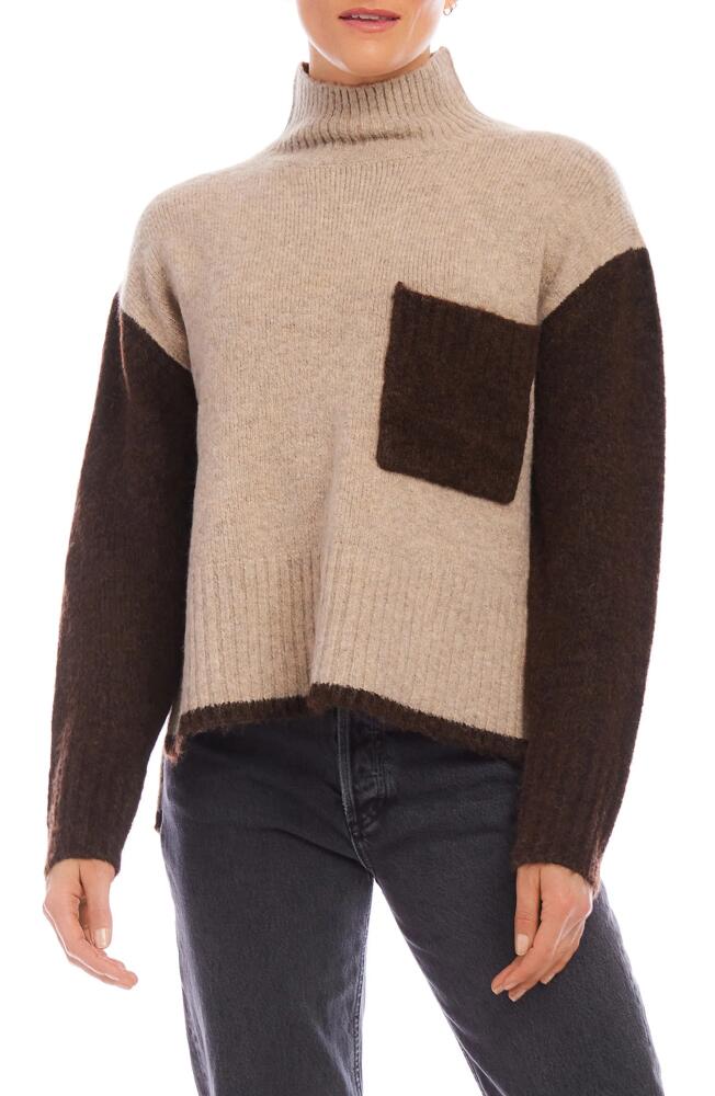 FIFTEEN TWENTY Colette Colorblock Mock Neck Sweater in Stone Cover