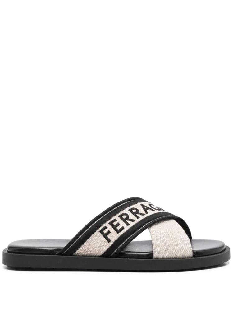 Ferragamo logo-embroidered crossover-strap sandals - Black Cover