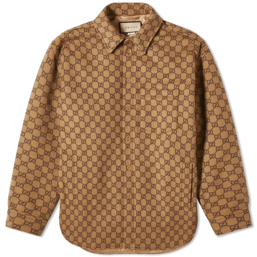 Gucci Men's GG Monogram Overshirt in Camel Cover