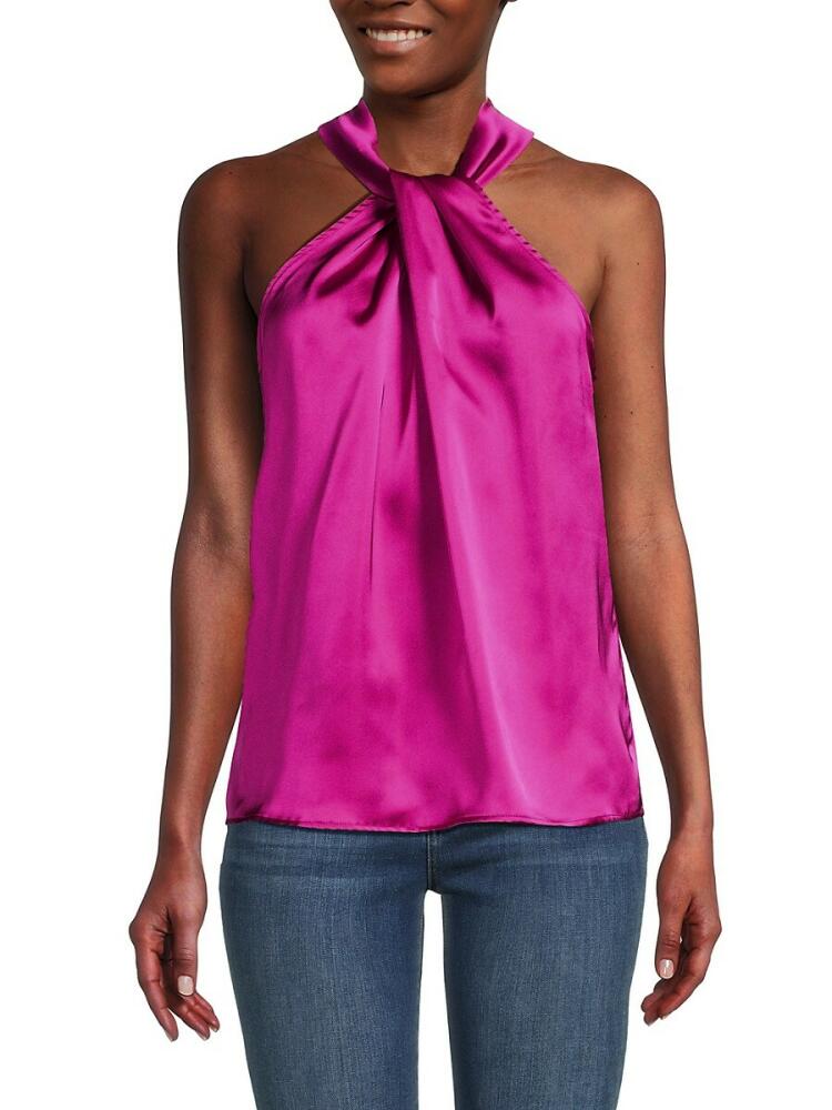 gibsonlook Women's Satin Twisted Top - Fuchsia Cover