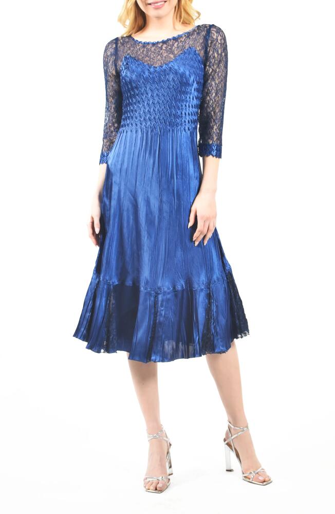 Komarov Illusion Neck Lace & Chiffon Cocktail Dress in Navy Cover