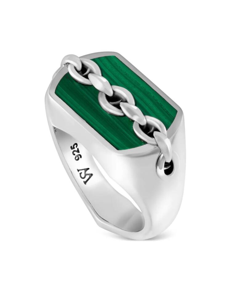 Stephen Webster Inline Signet logo-engraved ring - Green Cover