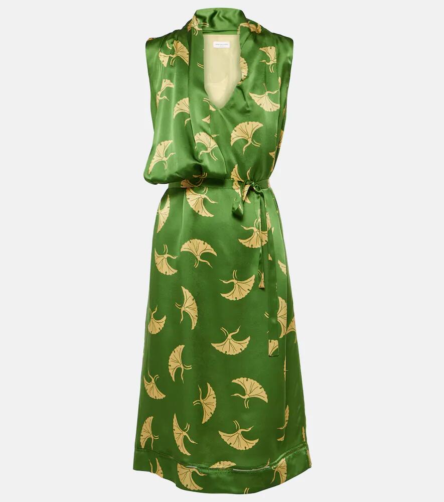 Dries Van Noten Printed silk satin wrap dress Cover