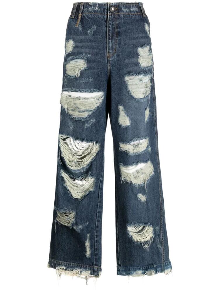 Ader Error distressed-effect cotton jeans - Blue Cover