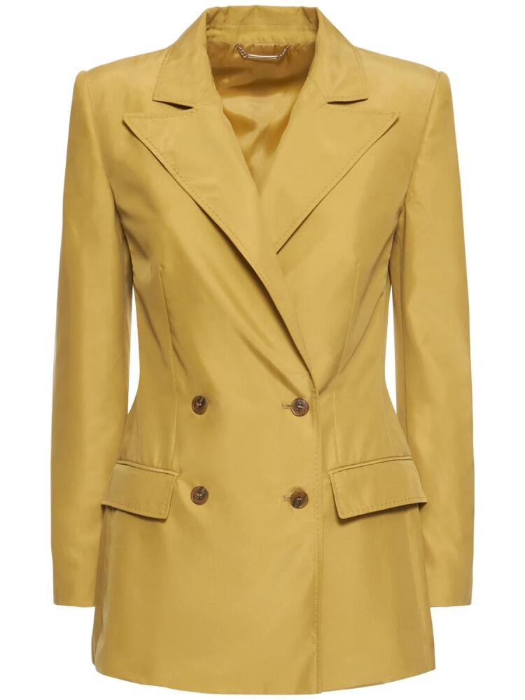 ALBERTA FERRETTI Habotai Silk Double Breasted Blazer Cover