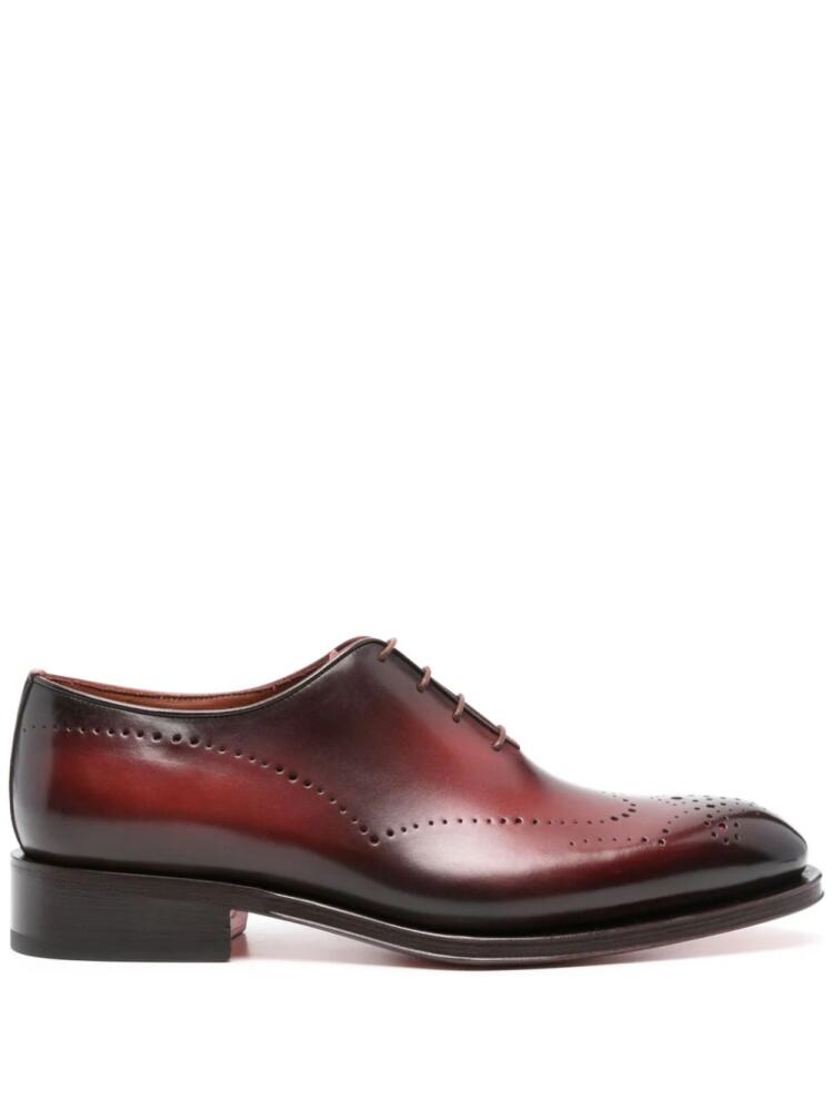 Santoni burnished-finish leather brogues - Red Cover